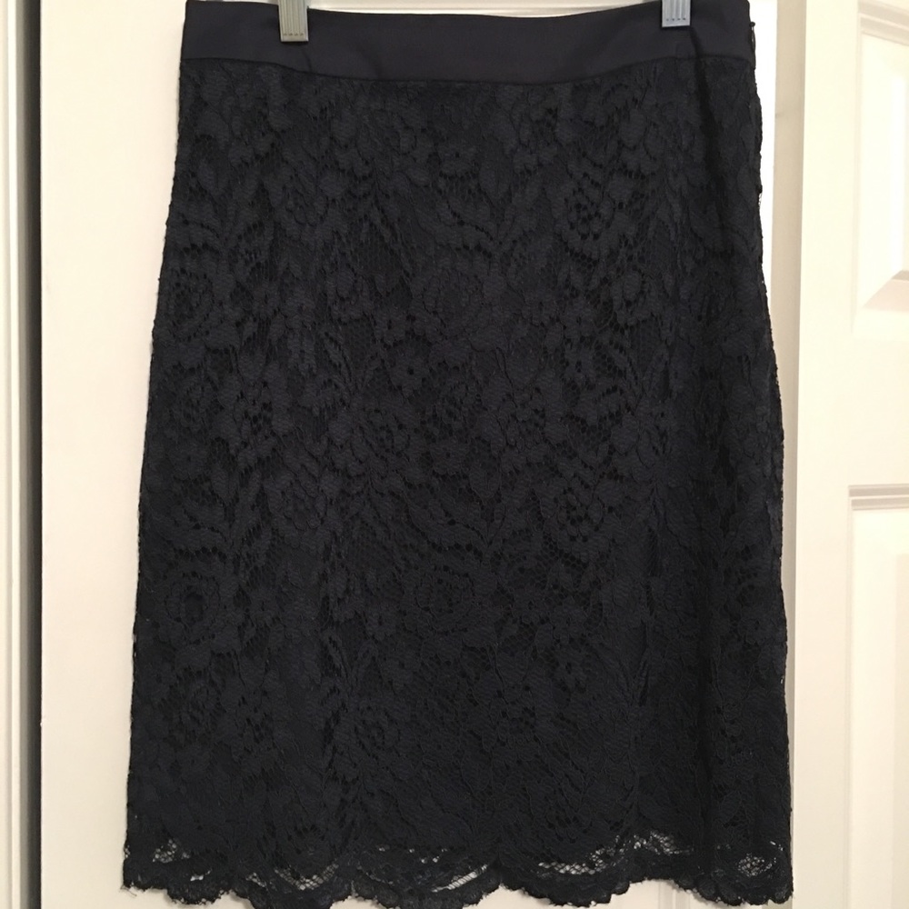 Navy lace pencil skirt